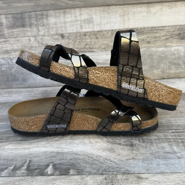 Birkenstock Mayari Microfiber Gator Gleam Copper Sandal Women Size New - Image 4