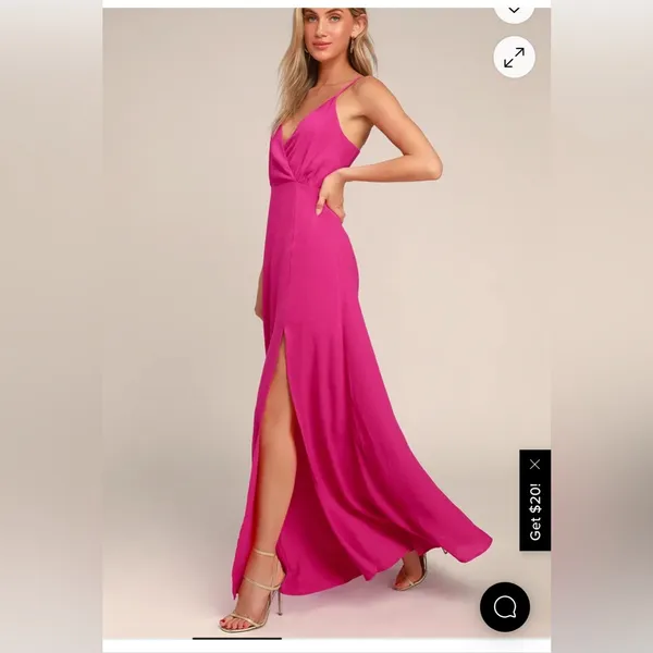 Lulus Evening of Splendor Hot Pink Surplice Maxi Dress Elegant, wedding, party ✨ - Image 2