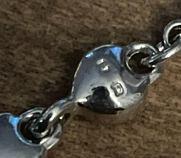 RN Signed Rhinestone Heart Link Bracelet Silver - Image 7