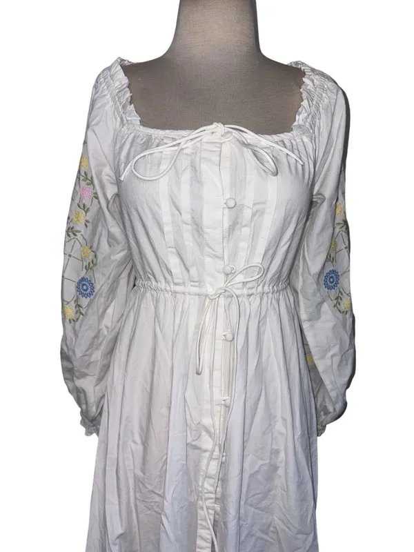 Damson Madder Junia Midi Dress in Embroidered 6 New Floral Cotton - Image 6