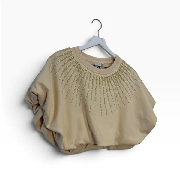 Queen of Sparkles Beige Pearl Burst Bubble Top Size Medium - Image 4