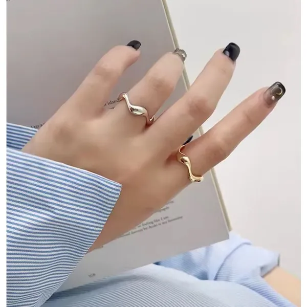 🆕 Yellow‎ Gold Wave Ring Gold Plated 925 Sterling Silver | Adjustable - Image 16