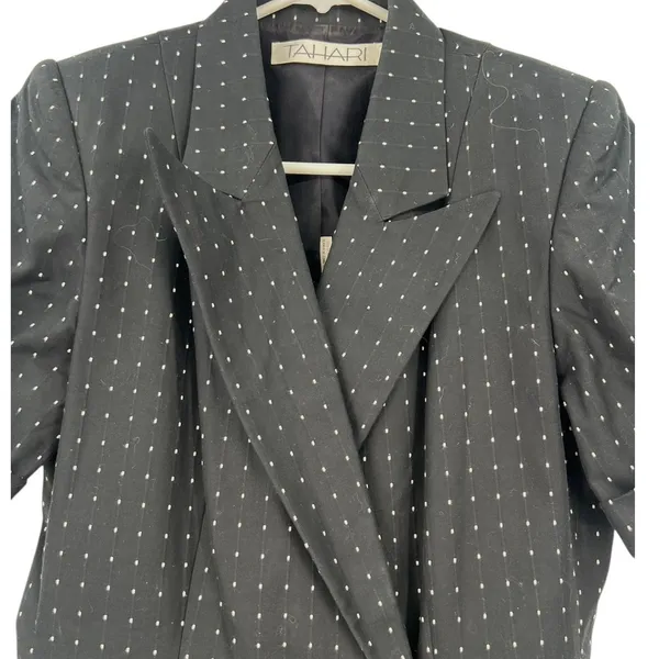Tahari Vintage 80's L Blazer dress Short Retro Polka Dot Coquette Vintage Secretary - Image 3