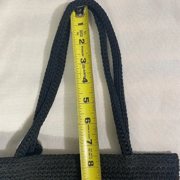 The Sak Black Crochet Shoulder Bag Small Tote Lined - Image 4