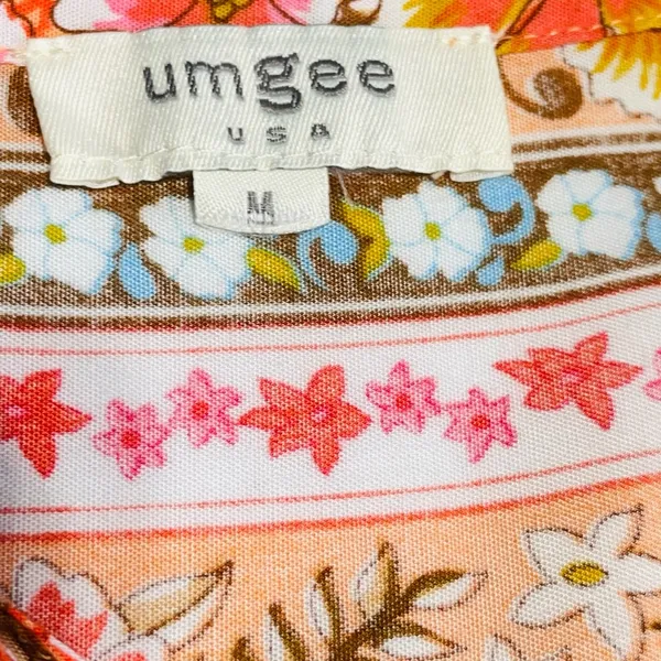 Umgee tangerine orange mix print floral top size M - Image 12