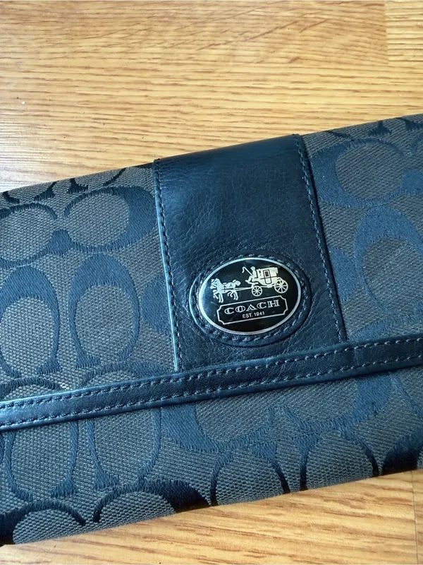 Coach Brown and Black Signature Continental Wallet - Image 2