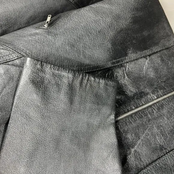 Genuine Black Leather Jacket Plus 16-18W Full Zip Lined‎ Minimalist Patina Retro - Image 13