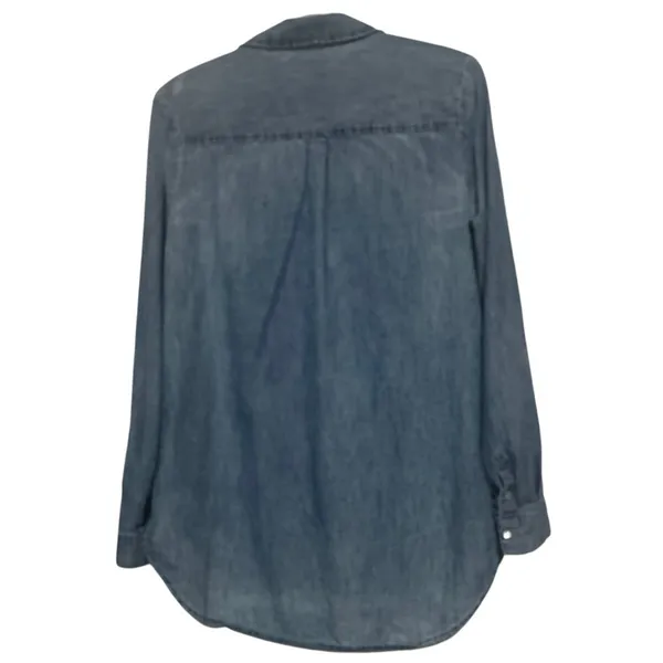 Cato Women's Denim Blue‎ Long Sleeve Pearl Snap Button Shirt Size M - Image 2
