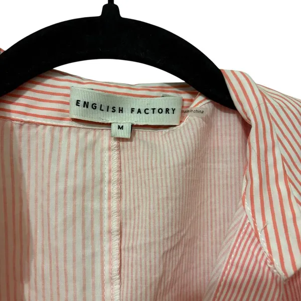 English Factory 100% Pink Cotton Striped Twist Shirt Mini Dress Size Medium - Image 4