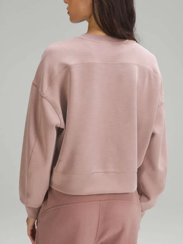 Lululemon Softstreme Perfectly‎ Oversized Cropped Crew Pink Women’s Sz 0 - Image 2