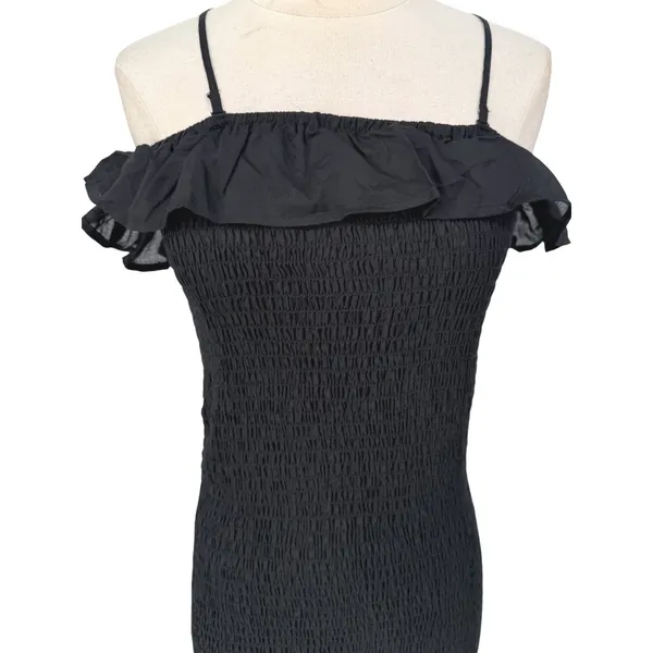Anthropologie Celandine Off the Shoulder Smocked Midi Dress‎ Black Size XXS - Image 6