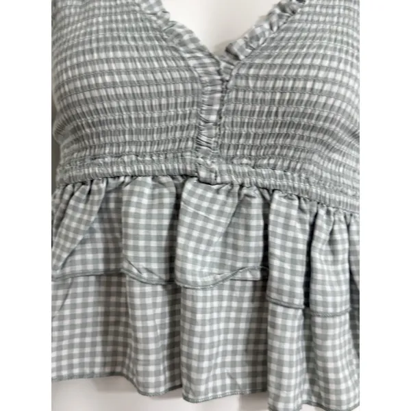 Ocean Drive Women’s Babydoll Top Plaid Halter Coquette Cottagecore Boho Y2K M - Image 7