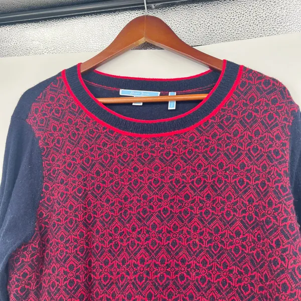 Draper James Reese Witherspoon Cashmere Wool navy burgundy sweater plus size XXL - Image 6