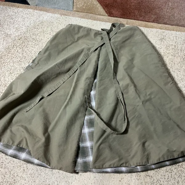 Unbranded Reversible Plaid Wrap Skirt Womens Medium Green Gorpcore A-Line Midi - Image 4
