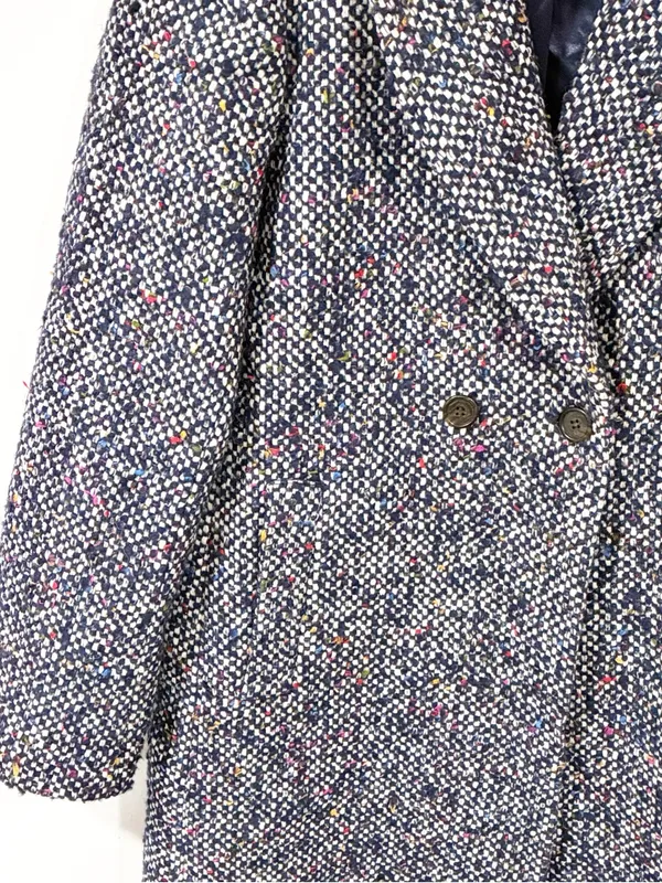 JCrew Daphne Italian Tweed Navy Coat Wool Blend Size 4 - Image 2