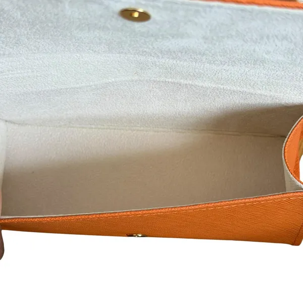 Tory Burch Glasses Case Womens One Size Orange Magnetic Hard Shell Logo - Image 6