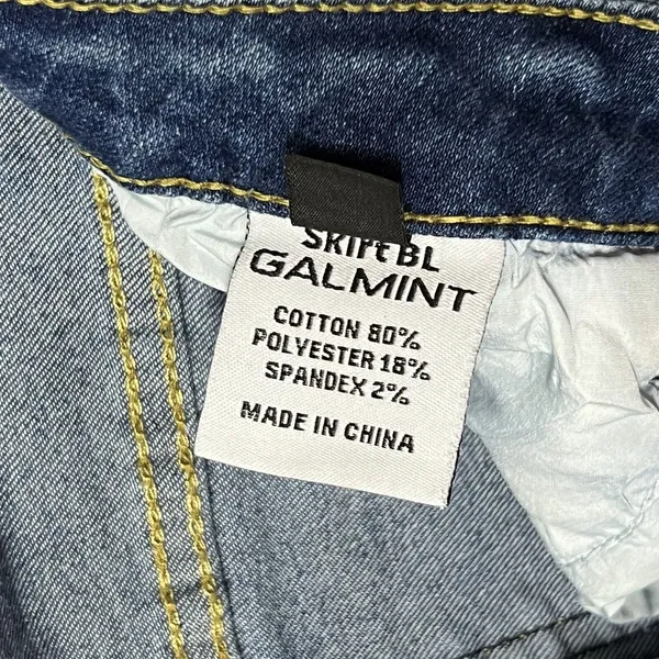 Galmint Womens US 4 Blue Denim Flare Bell Bottom Jeans Raw Hem Stretch‎ - Image 8