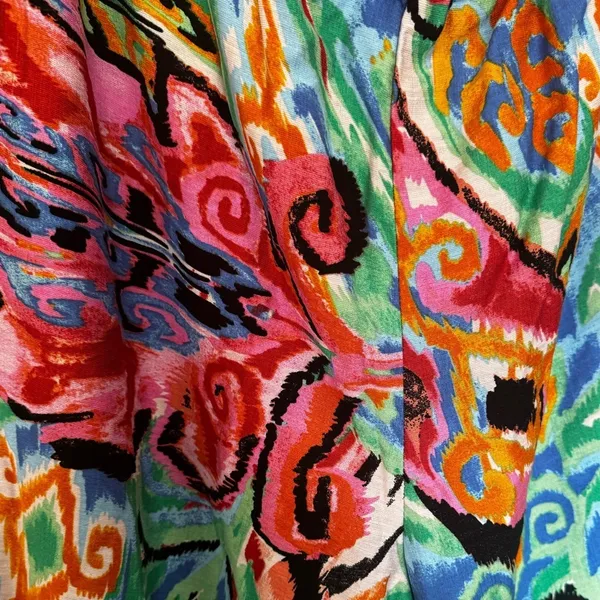 Caleooa Abstract Print Wide Leg Pants NWT Size L | Colorful Resort Palazzo Pant - Image 3