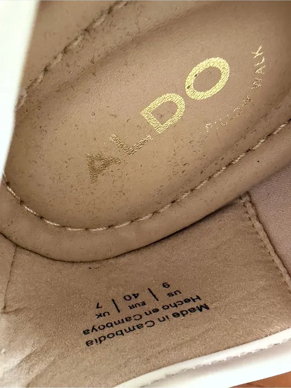 Aldo Lalateriel Ballerina Two-Tone Cream and White Ballet Flat Gold Accent Sz 9 - Image 5