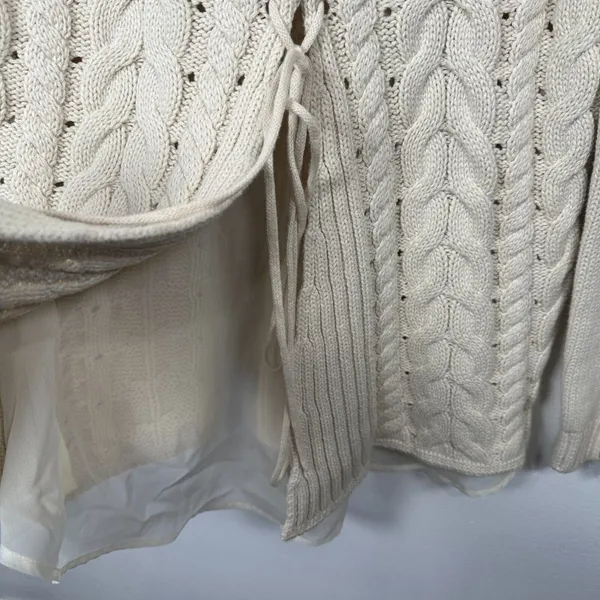 Cabi Womens Sweater‎ Small Cable Knit Corset Tie Back Style 3157 Ivory Cream - Image 14