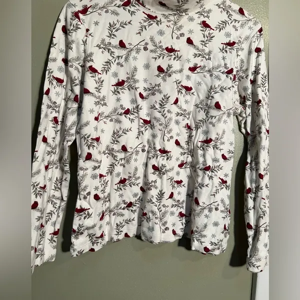 Croft & Barrow Women's Size Medium Mock Neck Long Sleeve T-Shirt White Cardinal - Image 3