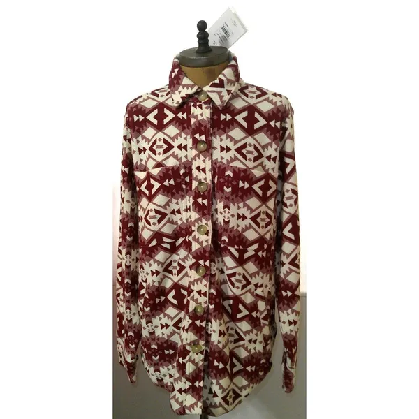 New NWT $85 Womens NWT S Ariat Fillmore Shirt Jacket Red Cream White Warm Button - Image 7