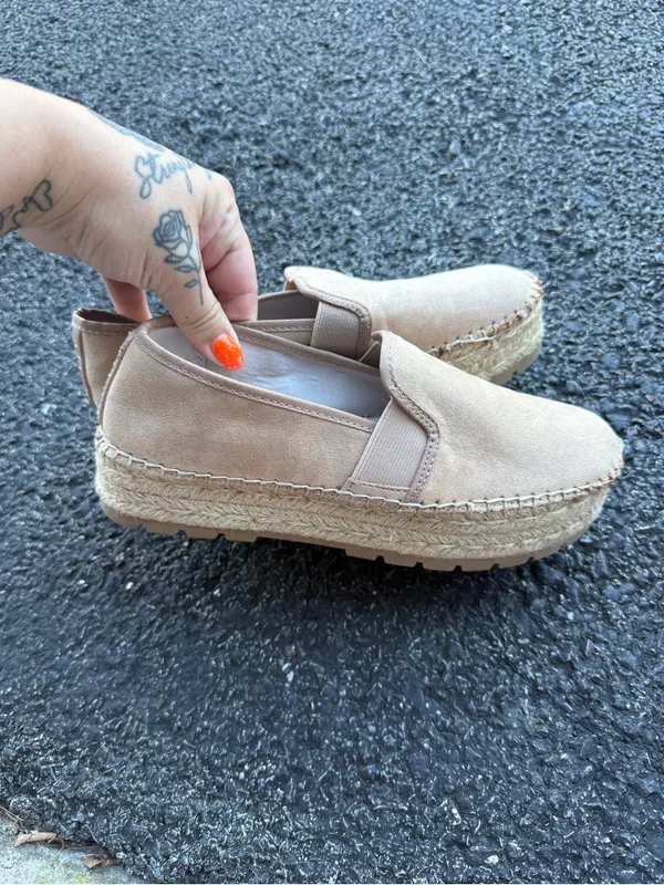 Circus by Sam Edelman Beige Suede Espadrille Platform Slip-On Shoes Size 7.5 - Image 5