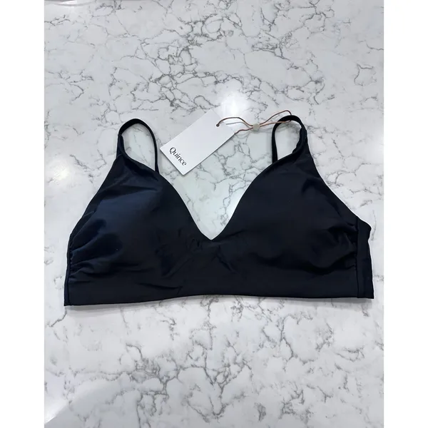 NWT Quince Black Italian V Neck Bikini Top Size Large - Image 3