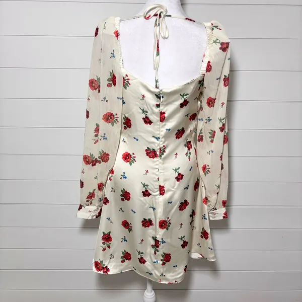 Weworewhat‎ Red Floral Satin Puff Sleeve Mini Dress Size 8 - Image 8