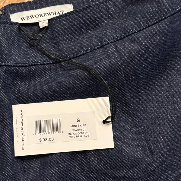 NWT WeWoreWhat Mini Skirt Indigo Comfort Raw Blue Size Small - Image 5