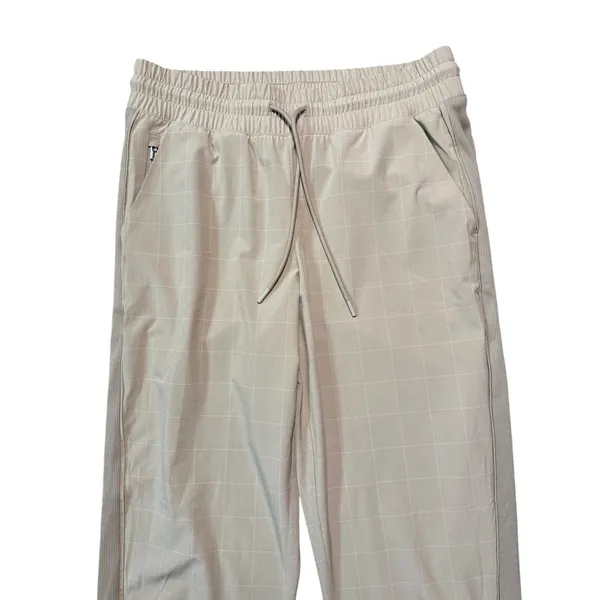 Athleta Brooklyn Textured Jogger Tan Windowpane Plaid Print - Image 3