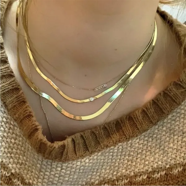 NEW Unisex 2mm‎ Gold Filled Layering Herringbone Chain Necklace 18-20” - Image 5