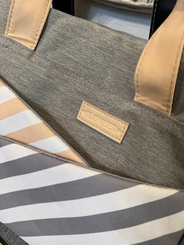 Slonser Large Diaper Bag Backpack with USB Charging Port Grey Striped Gray - Image 2