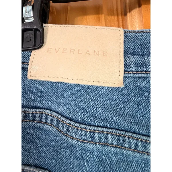 Everlane The Way-High Jean 27L Distressed Raw Hem Straight Leg Blue Denim 27 L - Image 6