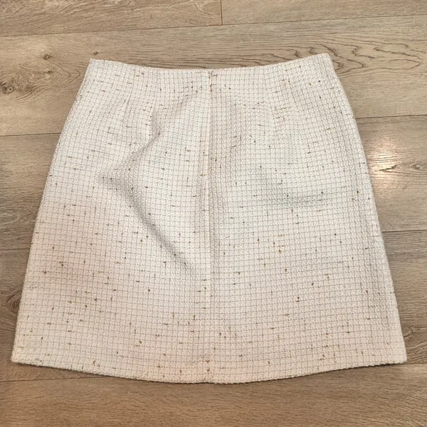 NWT Ann Taylor Factory Women Tweed A Line Skirt Beige Gold Metallic Size 12‎ - Image 2