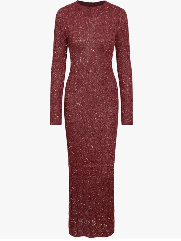 NWT Cider Burgundy Long Sleeve Knit Maxi Dress Size Medium - Image 3