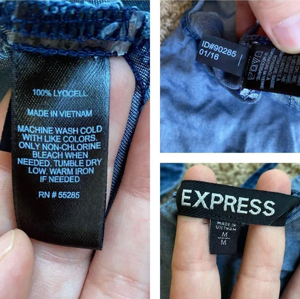 EXPRESS Chambray Denim Tie Back Crop Sz M - Image 10