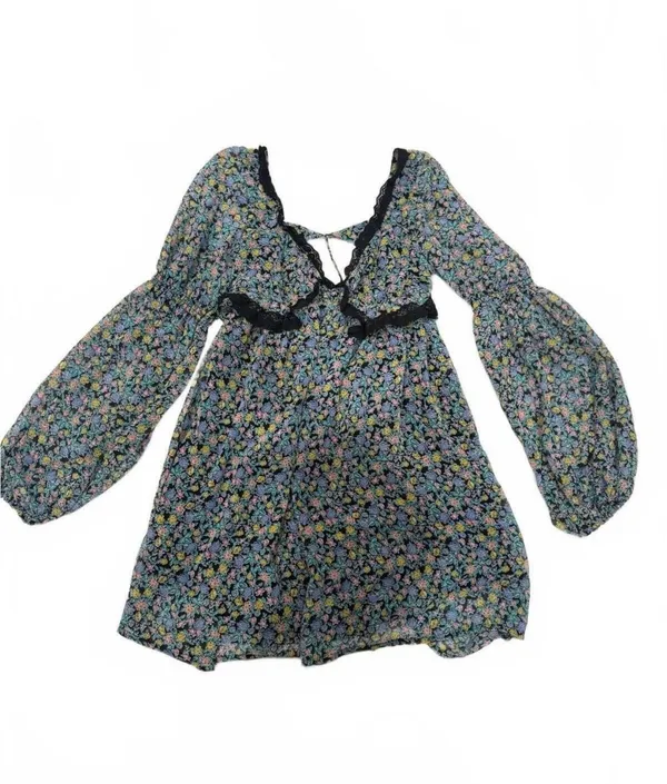 Free People Boho Sheer Bell Sleeve Lace Tunic Mini Dress - Image 3