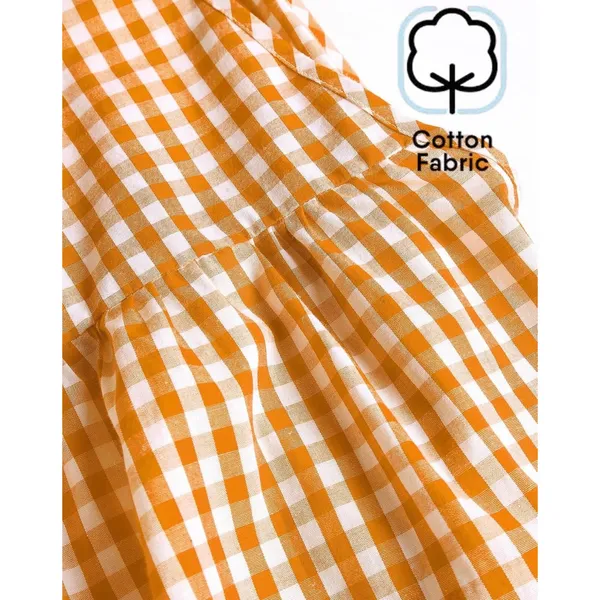 NWOT Women's Orange Gingham Tie Strap Romper Cotton Y2K Overalls Shorts Small - Image 10