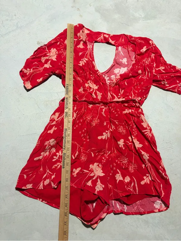 Gentle fawn Red Floral V-Neck Romper large - Image 5