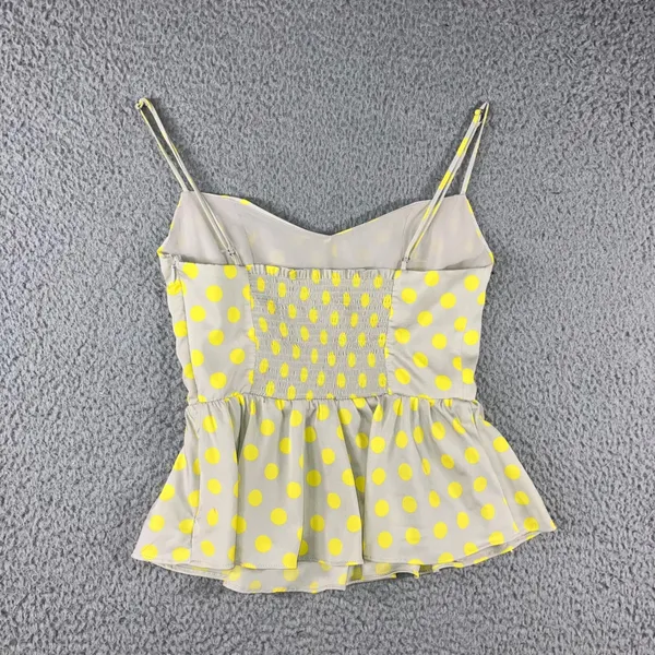 Zara Polka Dot Peplum Top Women S‎ Yellow Grey Sweetheart Bustier Cami Retro Pinup - Image 2