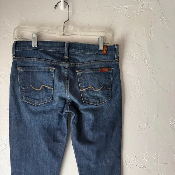 7 For All Mankind Women's‎ 26 Dark Wash Low Rise Straight Leg Jeans - Image 5