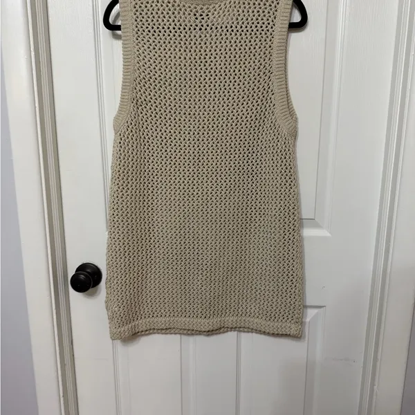 TNA‎ x ARITZIA dundas open knit sweater vest tan size large - Image 7