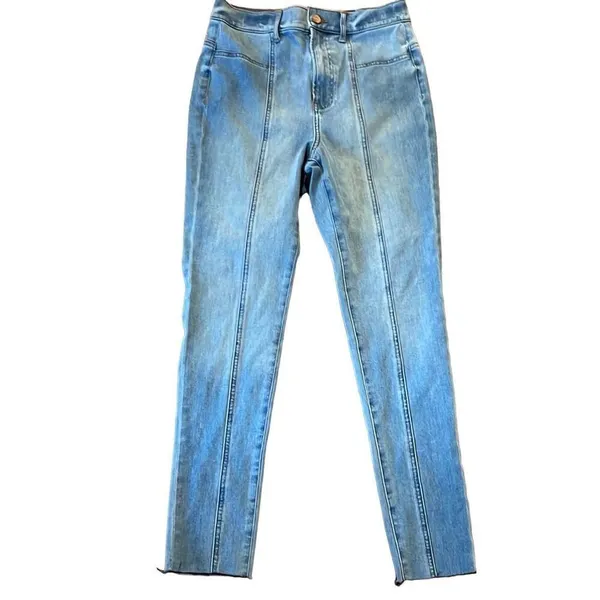 Express super high rise skinny seam front raw hem jeans 4 - Image 2