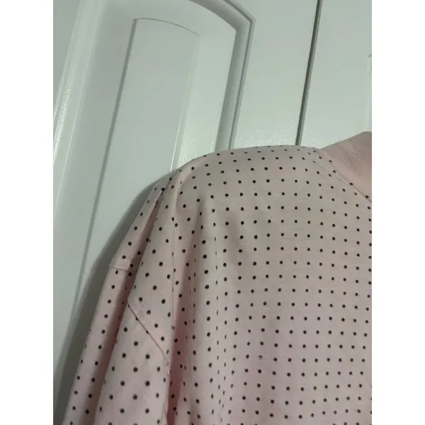 Eileen & Co Top Polka‎ Dot Pink Mock Neck Button Front Henley Small Preppy Retro - Image 5