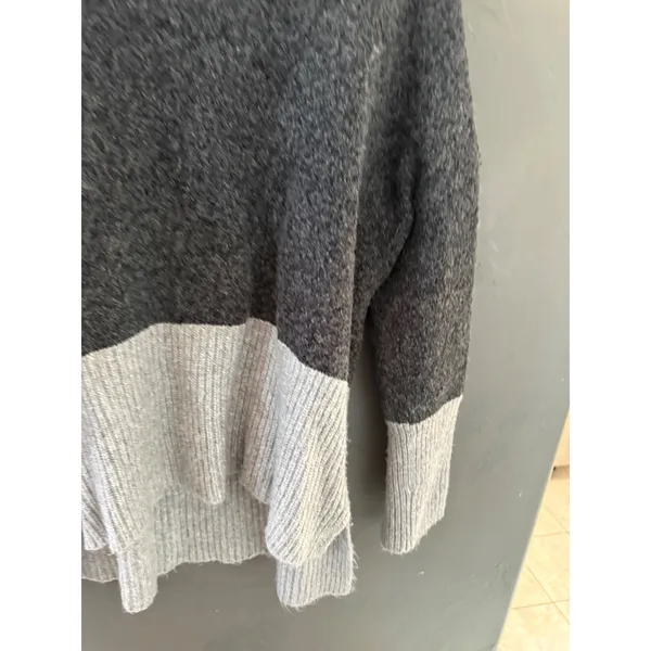Michael Kors Womens Mock Neck Colorblock High Low‎ Knit Sweater Gray XL - Image 5
