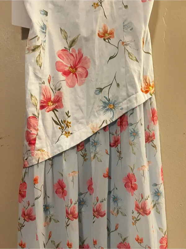 Petal & Pup Light Blue Floral Maxi Dress with‎ Pink Blooms Size 8 NWT - Image 9