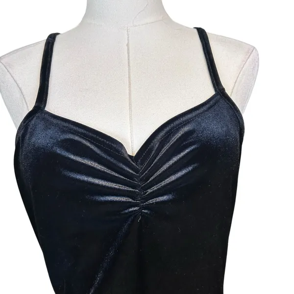 Black Velvet Baby Doll Y2K Dress Lace Butterfly SZ LG Goth Fairy Formal 90's - Image 3