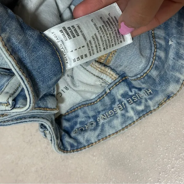 American Eagle Distressed Hi-Rise Jegging Crop Light Blue Women's Jeans size 4‎ - Image 10