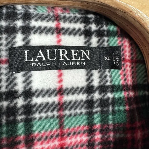 Lauren Ralph Lauren Fleece Pajama Set Womens XL Red Green Plaid Sleepwear‎ Logo - Image 8